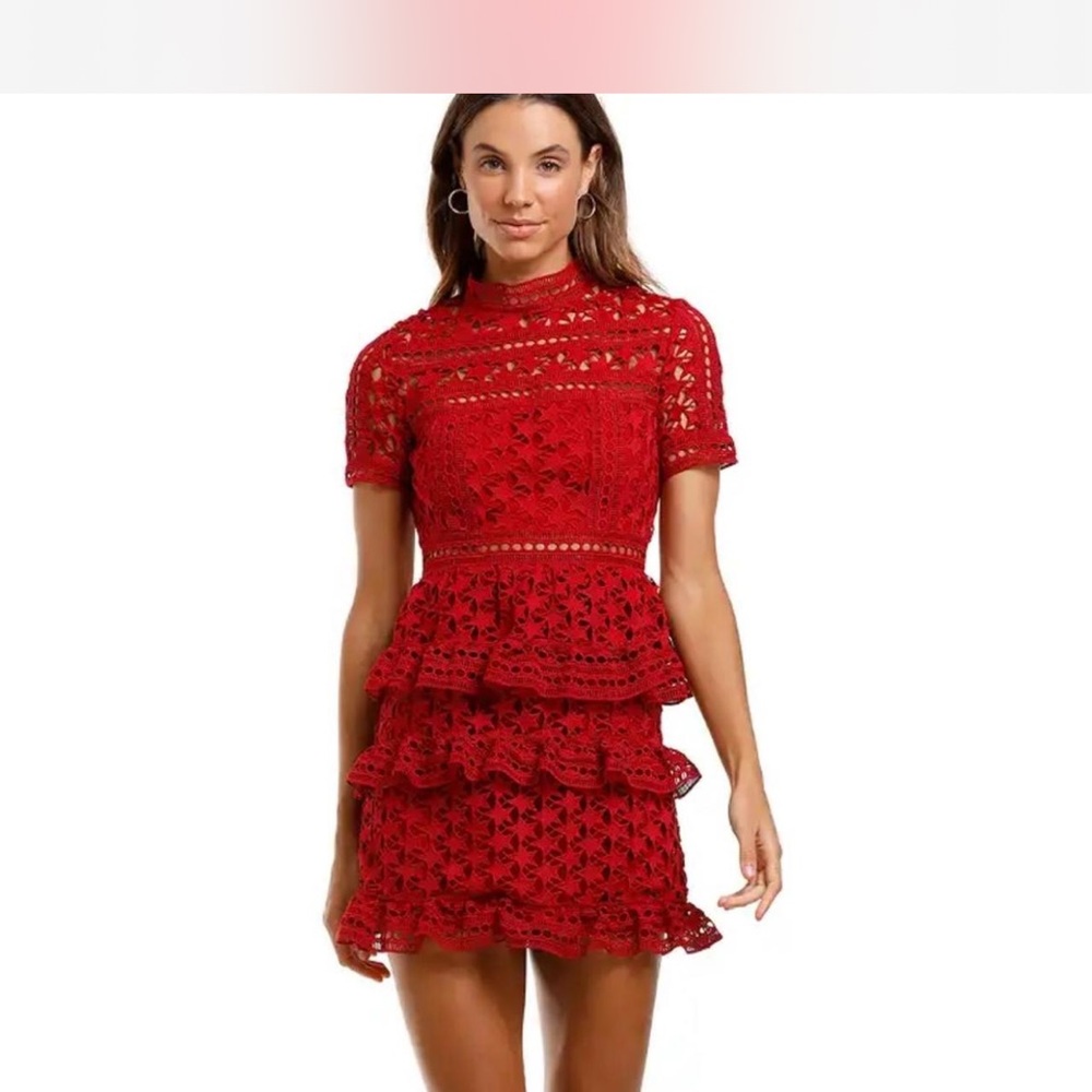 Self-Portrait Red Ruffled Mini Dress